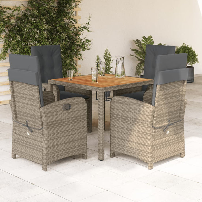Set mobilier de grădină cu perne, 5 piese, gri, poliratan WALTI