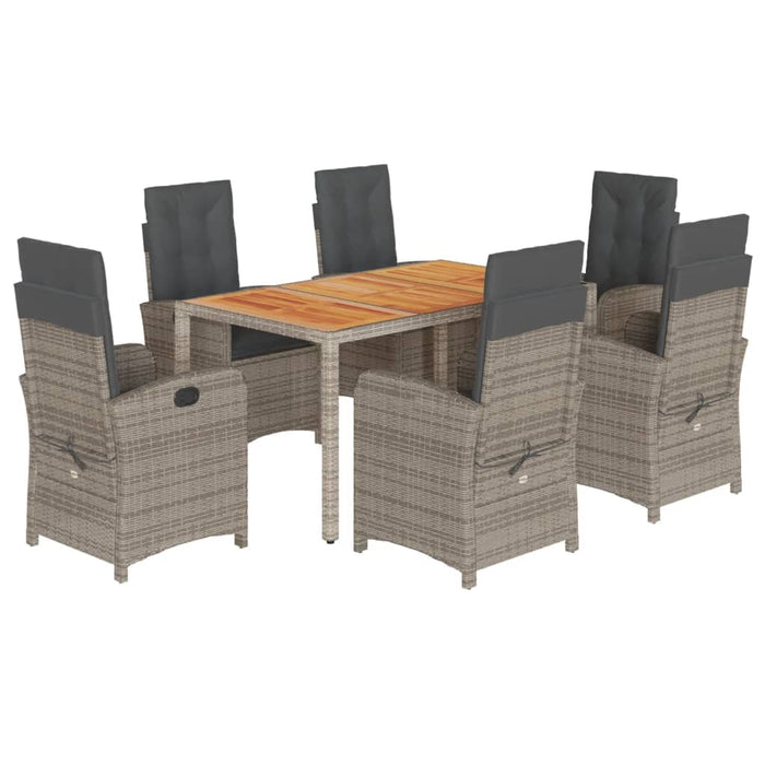 Set mobilier de grădină cu perne, 7 piese, gri, poliratan WALTI