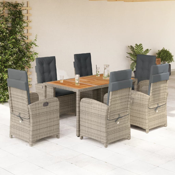 Set mobilier de grădină cu perne, 7 piese, gri, poliratan WALTI