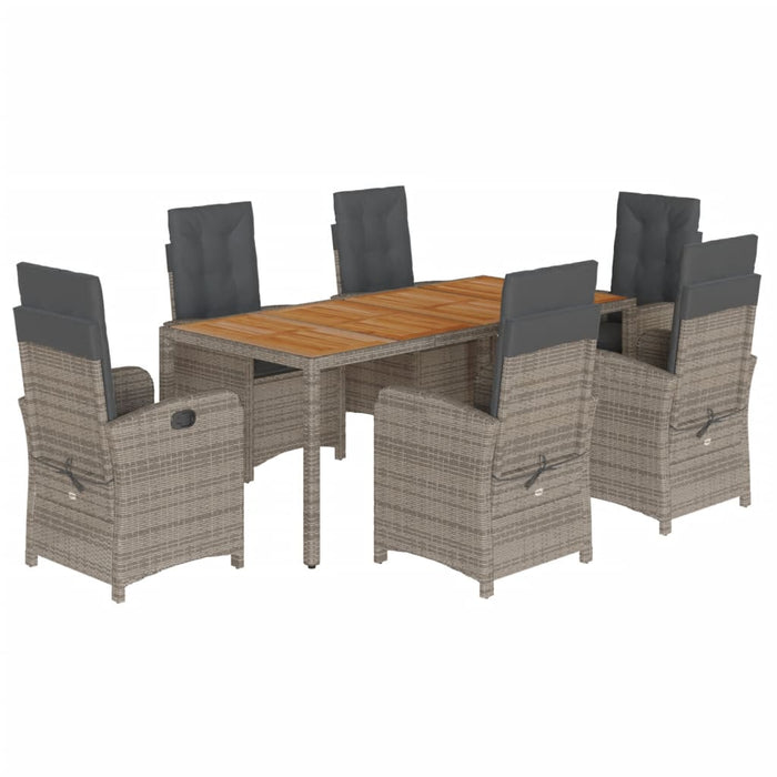 Set mobilier de grădină cu perne, 7 piese, gri, poliratan WALTI