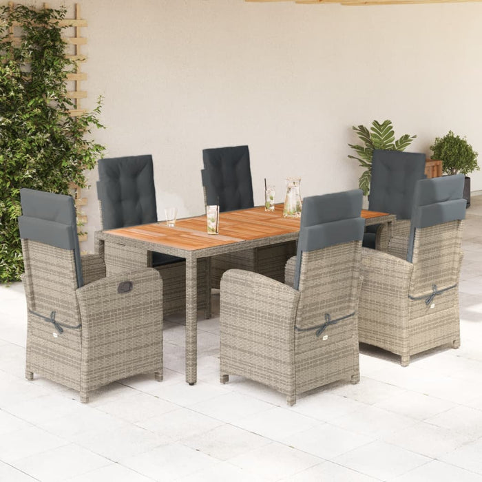 Set mobilier de grădină cu perne, 7 piese, gri, poliratan WALTI