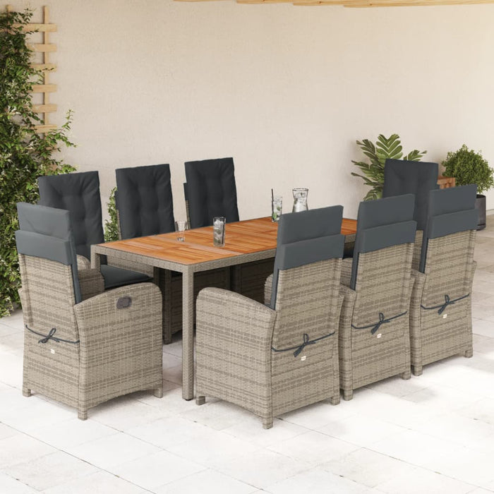 Set mobilier grădină cu perne, 9 piese, gri, poliratan - WALTI WALTI