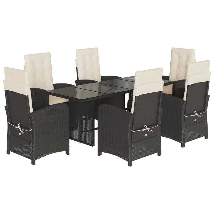 Set mobilier de grădină cu perne, 7 piese, negru, poliratan - WALTI WALTI
