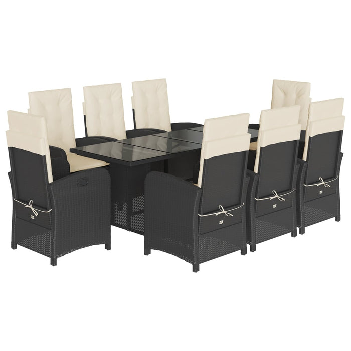Set mobilier de grădină cu perne, 9 piese, negru, poliratan - WALTI WALTI