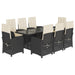Set mobilier de grădină cu perne, 9 piese, negru, poliratan - WALTI WALTI