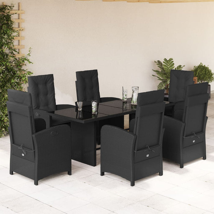 Set mobilier de grădină cu perne, 7 piese, negru, poliratan - WALTI WALTI