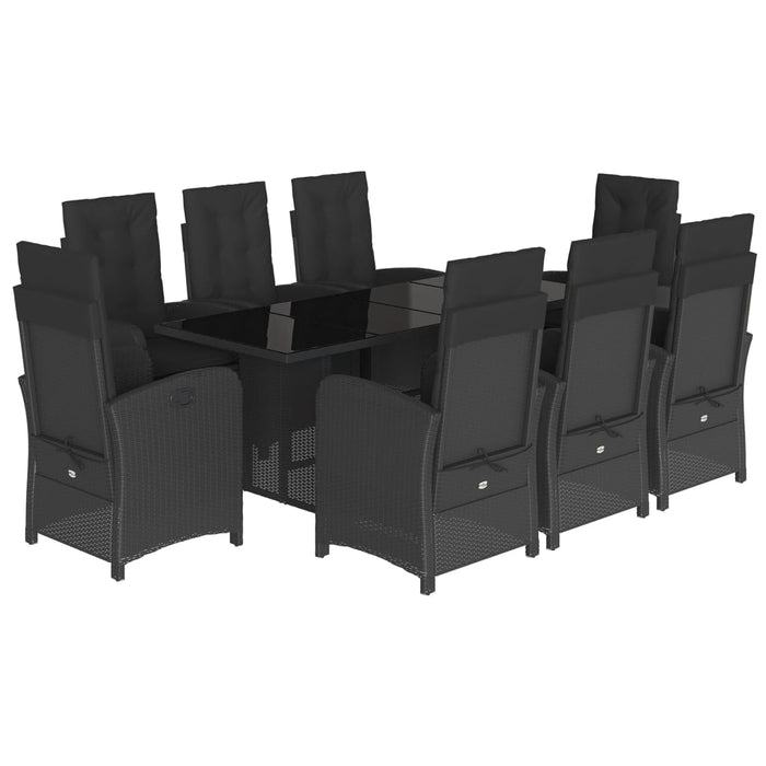 Set mobilier de grădină cu perne, 9 piese, negru, poliratan - WALTI WALTI