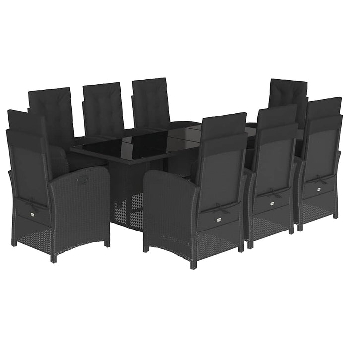 Set mobilier de grădină cu perne, 9 piese, negru, poliratan - WALTI WALTI