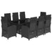 Set mobilier de grădină cu perne, 9 piese, negru, poliratan - WALTI WALTI