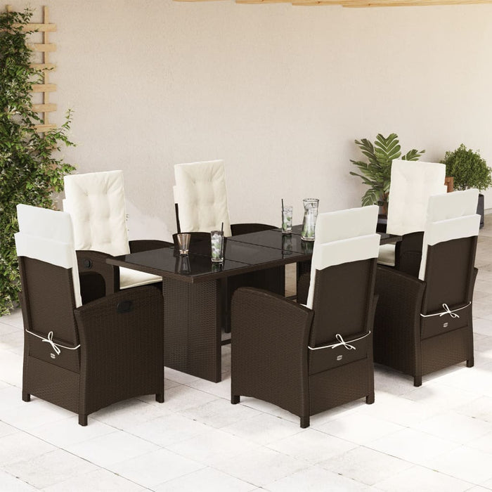 Set mobilier de grădină cu perne, 7 piese, maro, poliratan WALTI