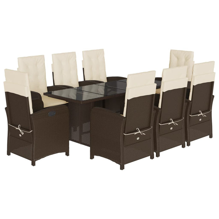 Set mobilier de grădină cu perne, 9 piese, maro, poliratan - WALTI WALTI