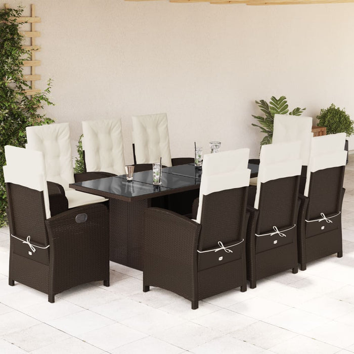 Set mobilier de grădină cu perne, 9 piese, maro, poliratan - WALTI WALTI