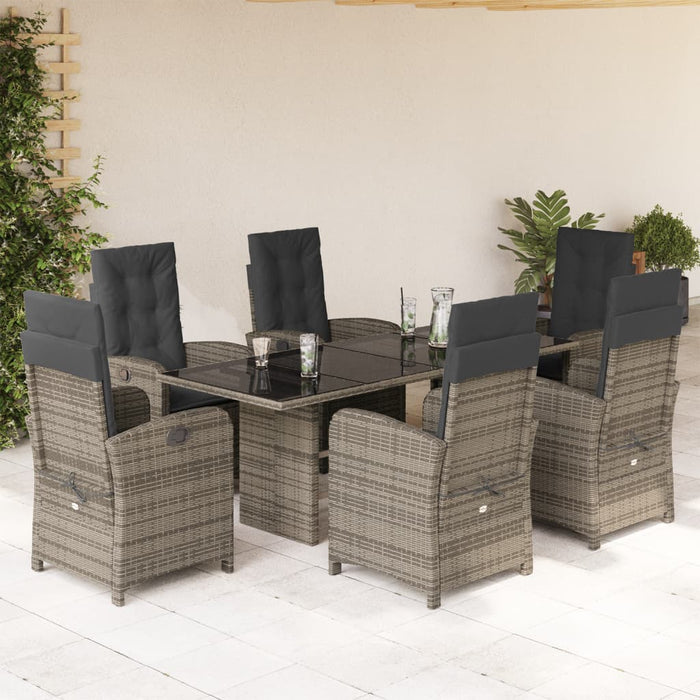 Set mobilier de grădină cu perne, 7 piese, gri, poliratan - WALTI WALTI