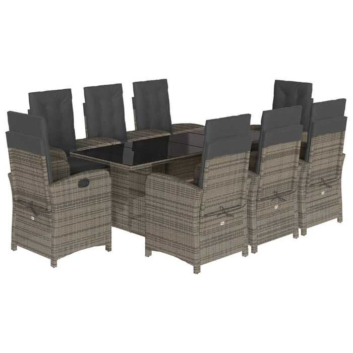 Set mobilier grădină cu perne, 9 piese, gri, poliratan - WALTI WALTI