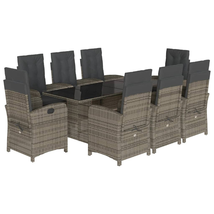 Set mobilier grădină cu perne, 9 piese, gri, poliratan - WALTI WALTI