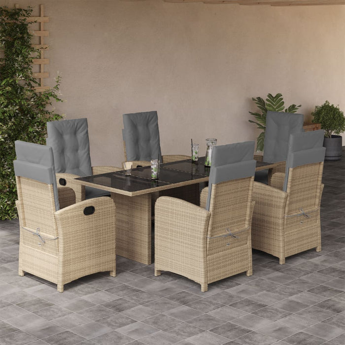 Set mobilier pentru grădină, 7 piese, cu perne, bej, poliratan - WALTI WALTI