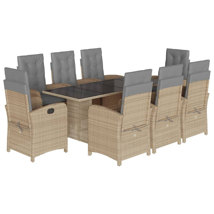 Set de masă pentru grădină, 9 piese, cu perne, bej, poliratan - WALTI WALTI