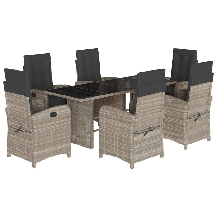 Set mobilier de grădină cu perne, 7 piese gri deschis poliratan - WALTI WALTI