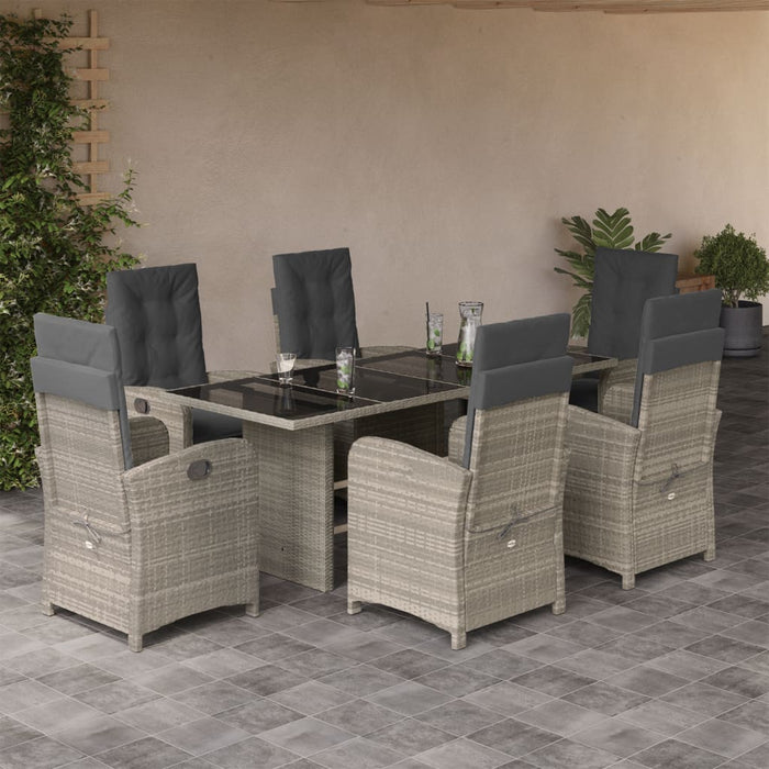 Set mobilier de grădină cu perne, 7 piese gri deschis poliratan - WALTI WALTI