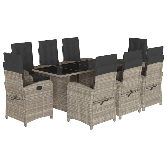 Set mobilier grădină cu perne, 9 piese, gri deschis, poliratan - WALTI WALTI
