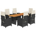 Set mobilier de grădină cu perne, 7 piese, negru, poliratan - WALTI WALTI