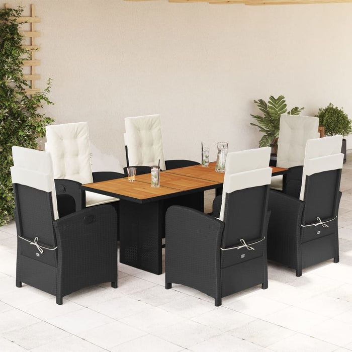 Set mobilier de grădină cu perne, 7 piese, negru, poliratan - WALTI WALTI