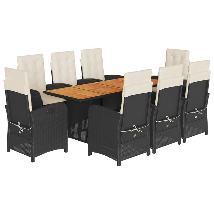 Set mobilier de grădină cu perne, 9 piese, negru, poliratan - WALTI WALTI