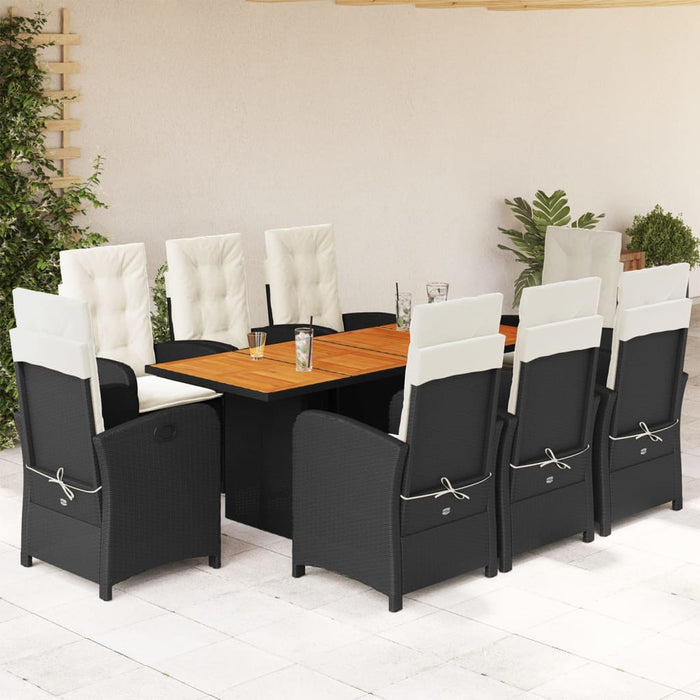 Set mobilier de grădină cu perne, 9 piese, negru, poliratan - WALTI WALTI