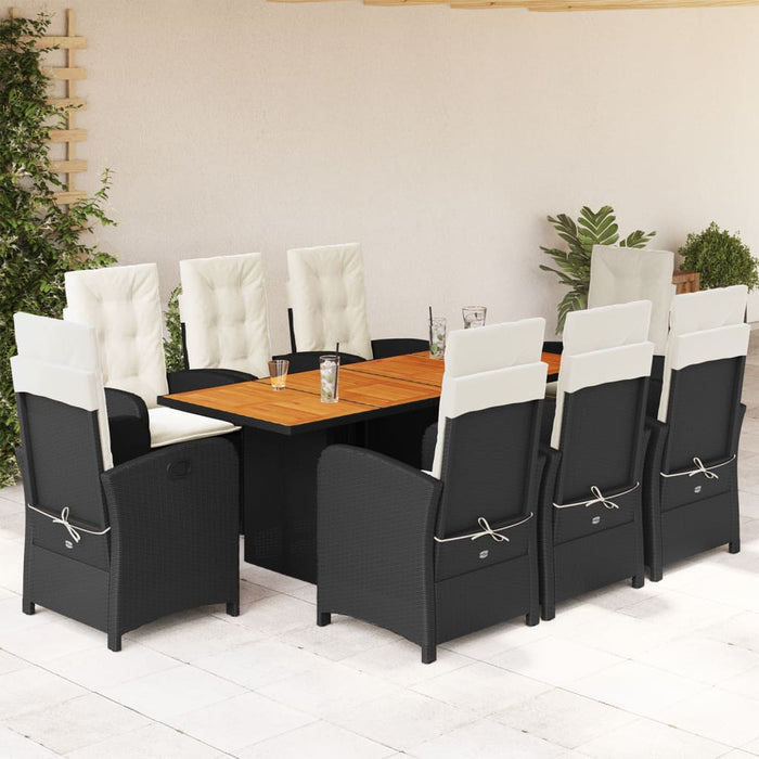 Set mobilier de grădină cu perne, 9 piese, negru, poliratan - WALTI WALTI