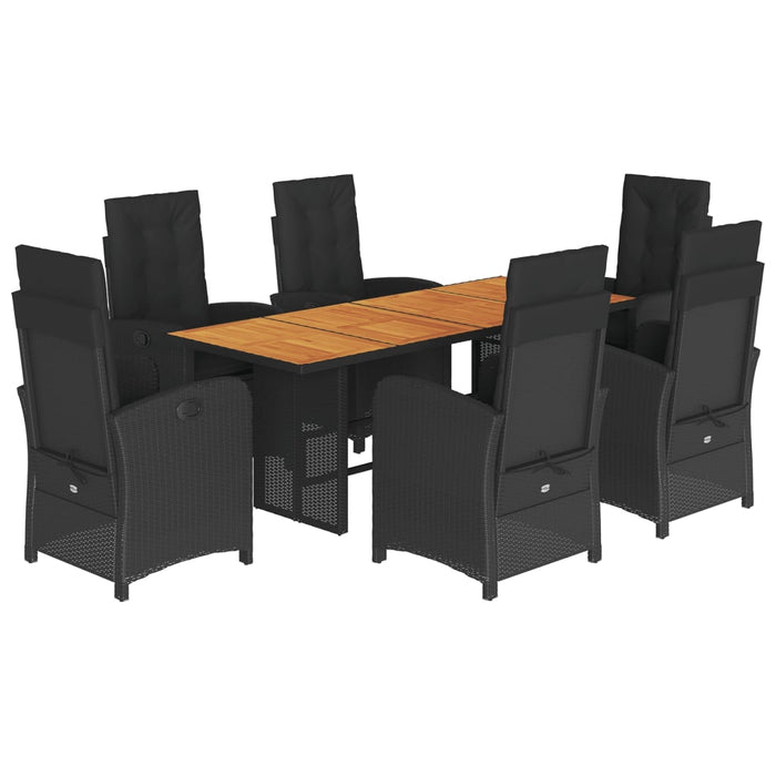 Set mobilier de grădină cu perne, 7 piese, negru, poliratan - WALTI WALTI