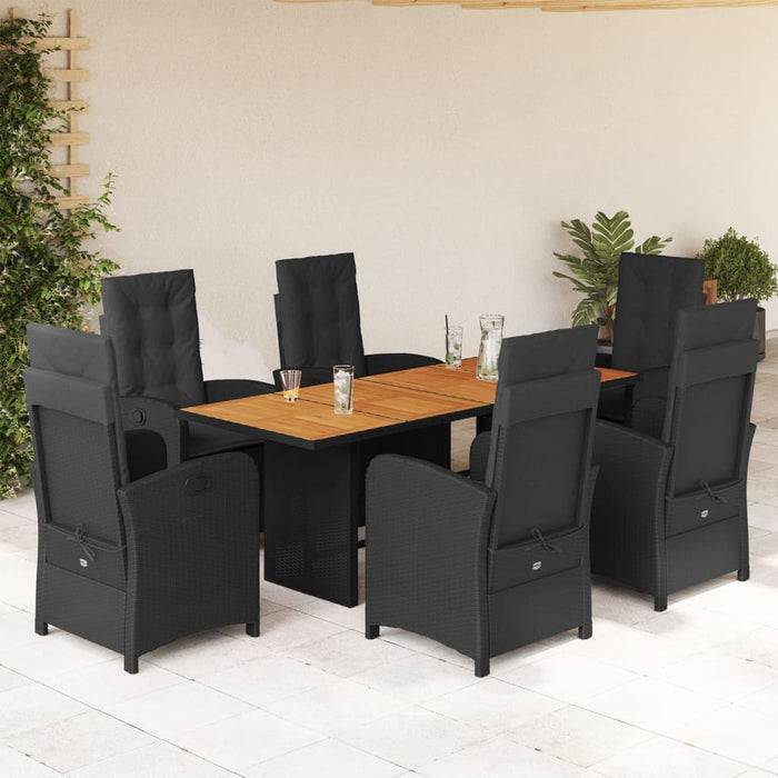 Set mobilier de grădină cu perne, 7 piese, negru, poliratan - WALTI WALTI