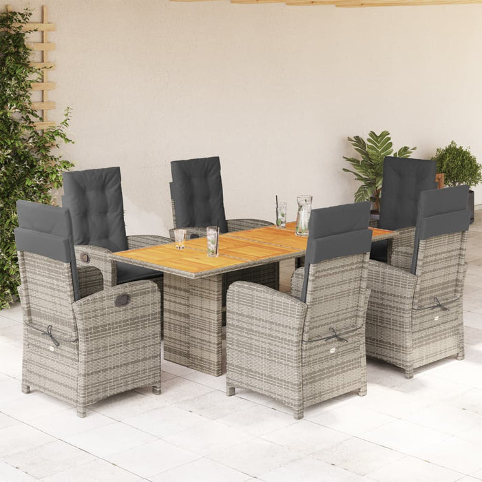 Set mobilier de grădină cu perne, 7 piese, gri, poliratan - WALTI WALTI