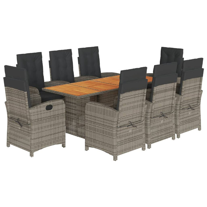 Set mobilier grădină cu perne, 9 piese, gri, poliratan - WALTI WALTI
