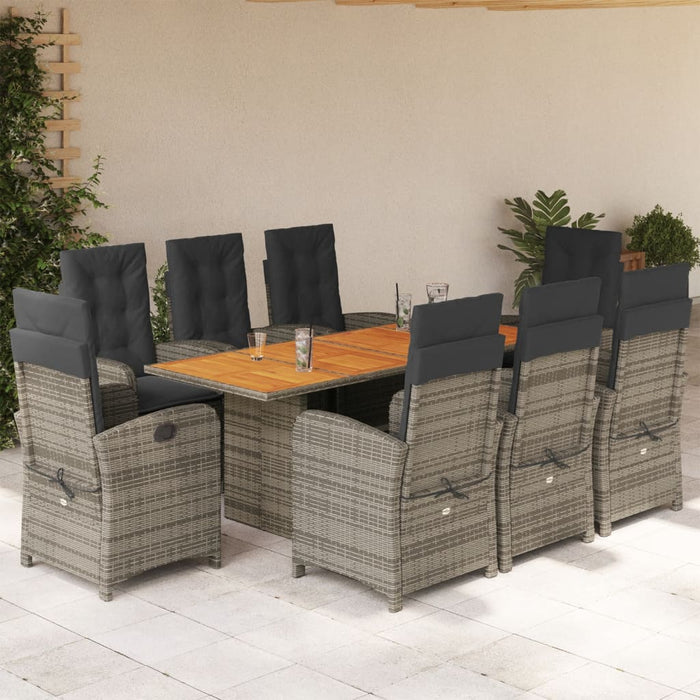 Set mobilier grădină cu perne, 9 piese, gri, poliratan - WALTI WALTI