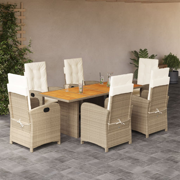 Set mobilier pentru grădină, 7 piese, cu perne, bej, poliratan - WALTI WALTI