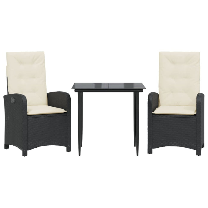 Set mobilier de grădină cu perne, 3 piese, negru, poliratan - WALTI WALTI