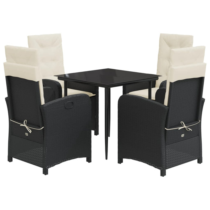 Set mobilier de grădină cu perne, 5 piese, negru, poliratan - WALTI WALTI