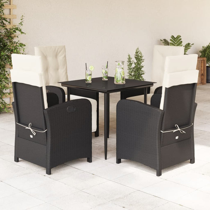 Set mobilier de grădină cu perne, 5 piese, negru, poliratan - WALTI WALTI