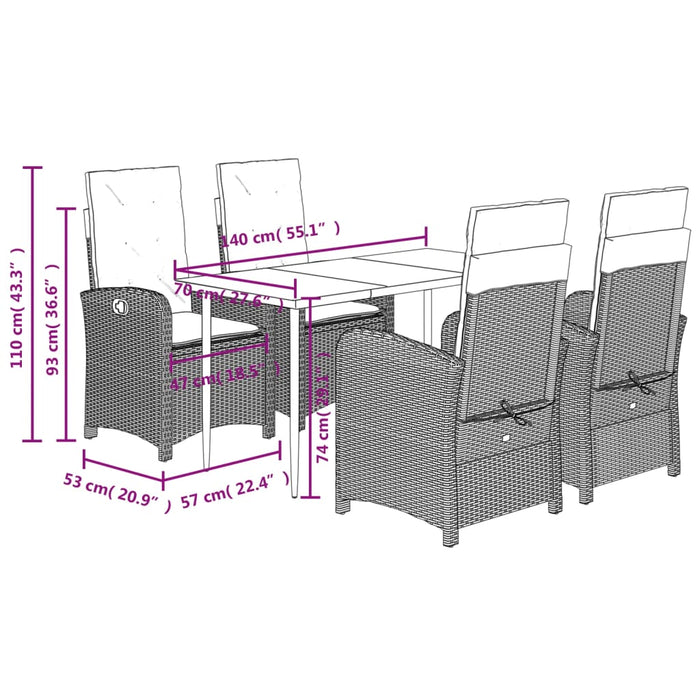 Set mobilier de grădină cu perne, 5 piese, negru, poliratan - WALTI WALTI
