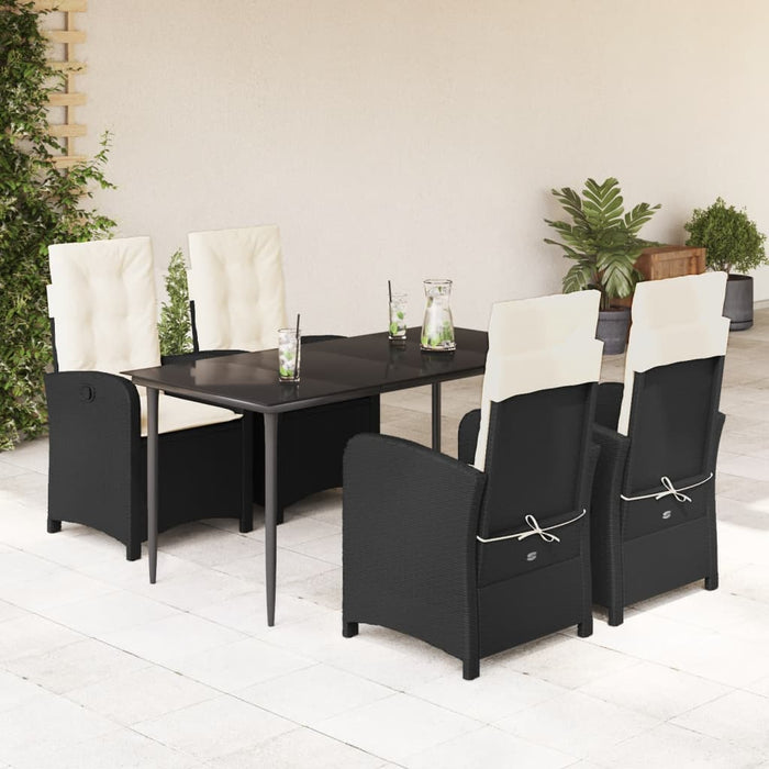 Set mobilier de grădină cu perne, 5 piese, negru, poliratan - WALTI WALTI