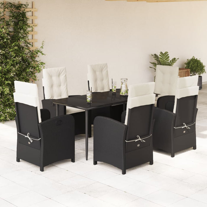 Set mobilier de grădină cu perne, 7 piese, negru, poliratan - WALTI WALTI