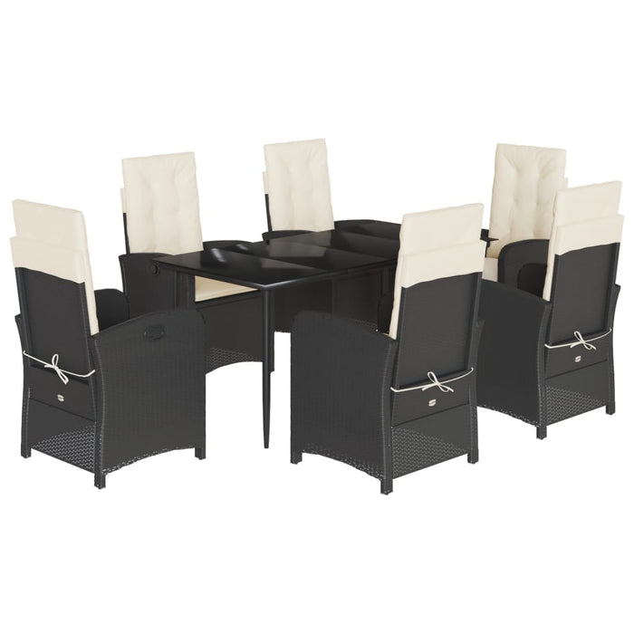 Set mobilier de grădină cu perne, 7 piese, negru, poliratan - WALTI WALTI