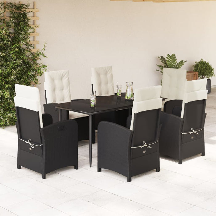 Set mobilier de grădină cu perne, 7 piese, negru, poliratan - WALTI WALTI