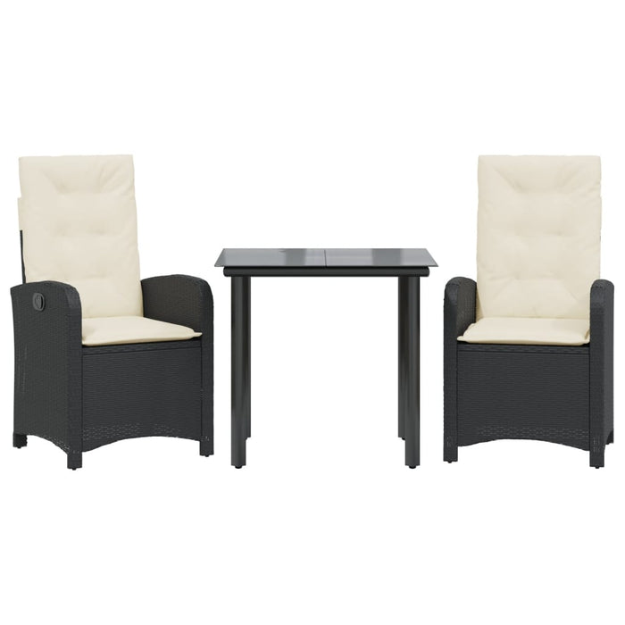Set mobilier de grădină cu perne, 3 piese, negru, poliratan - WALTI WALTI
