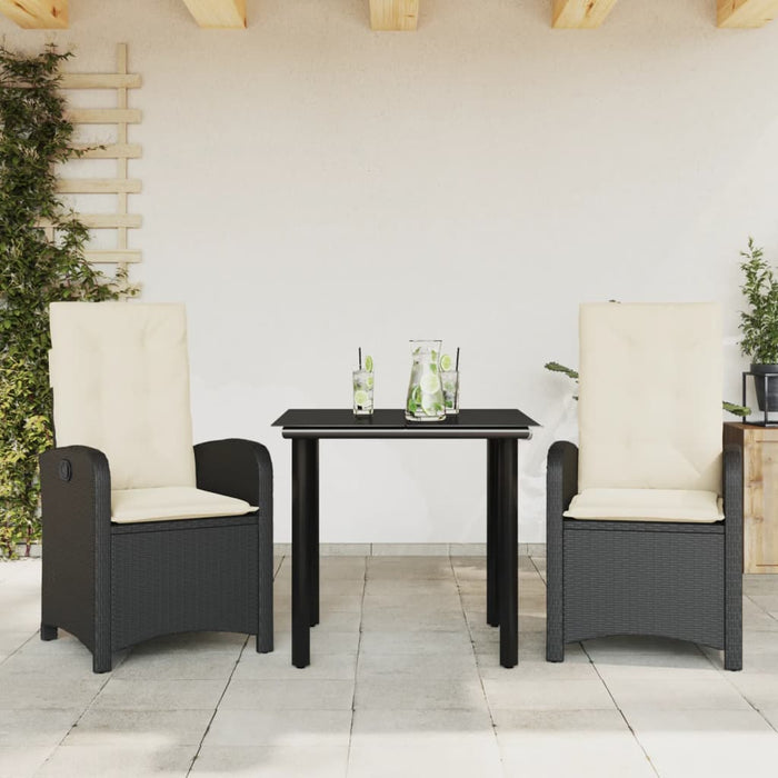 Set mobilier de grădină cu perne, 3 piese, negru, poliratan - WALTI WALTI