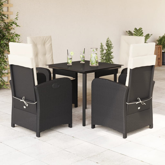 Set mobilier de grădină cu perne, 5 piese, negru, poliratan - WALTI WALTI