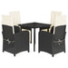 Set mobilier de grădină cu perne, 5 piese, negru, poliratan - WALTI WALTI