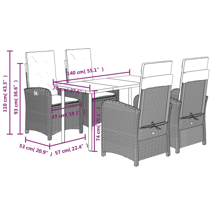 Set mobilier de grădină cu perne, 5 piese, negru, poliratan - WALTI WALTI