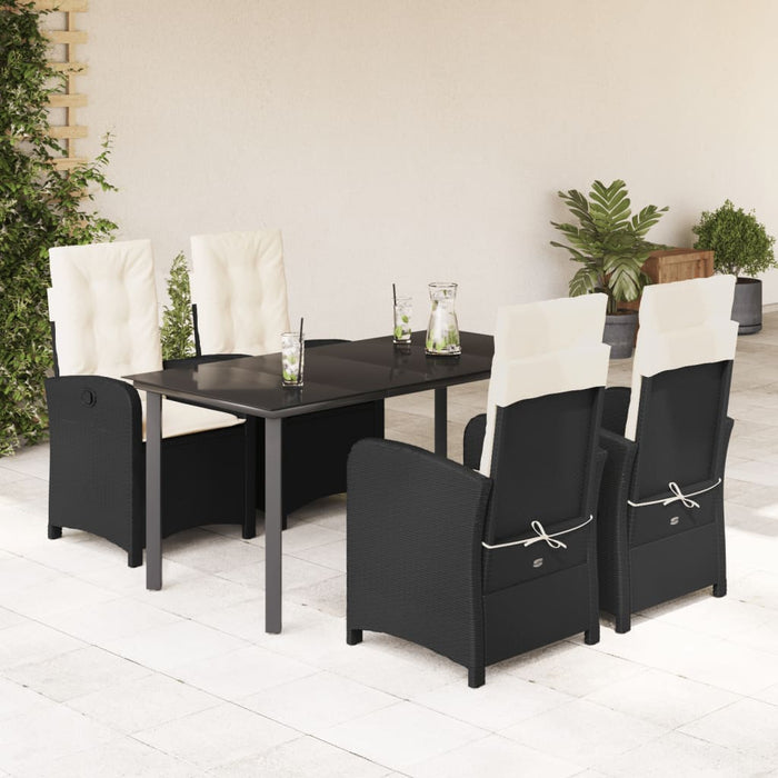 Set mobilier de grădină cu perne, 5 piese, negru, poliratan - WALTI WALTI