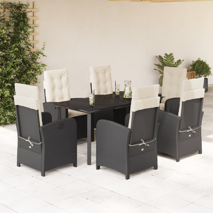 Set mobilier de grădină cu perne, 7 piese, negru, poliratan - WALTI WALTI